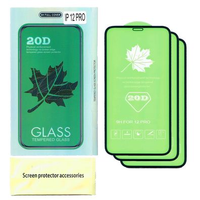 3x 20D Displayschutzglas für iPhone 12 / 12 Pro tempered glass Schutzglas 9H Schut...