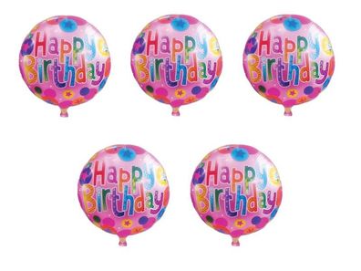 5 X Folienballon Happy Birthday Geburtstag Kindergeburtstag Heliumballon