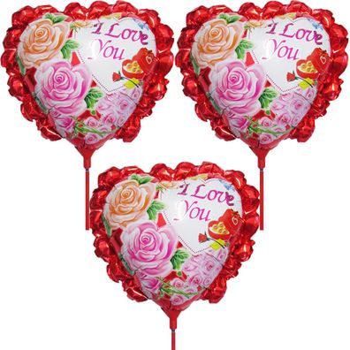 3X Folienballon Herz Heliumballon Geburtstag Liebe Valentinestag Rot Luftballon