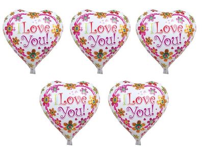 5x Folienballon Herz Love Liebe Heliumballon Valentinstag Geburtstag
