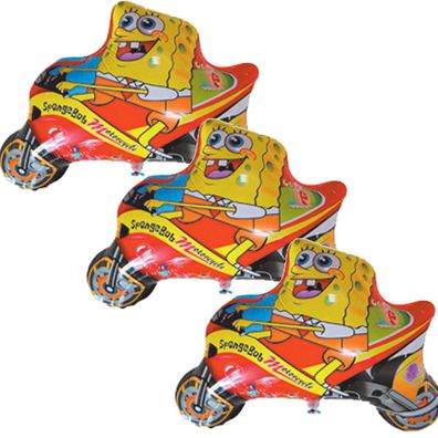 3x Folienballon SpongeBob Motorrad Heliumballon Lüftballon Kindergeburtstag