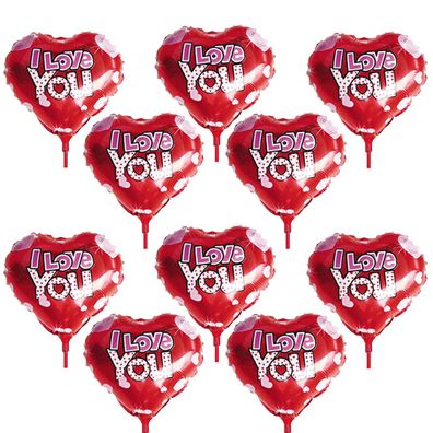 10x Folienballon Herz"I LOVE YOU" Luftballon Heliumballon Valentinstag Geburtstag