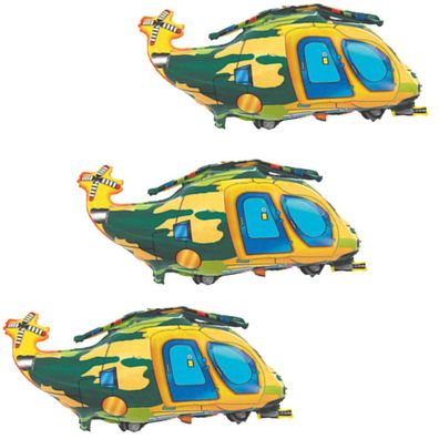 3x Folienballon Hubschrauber Militär Heliumballon Luftballon Ballon Helicopter