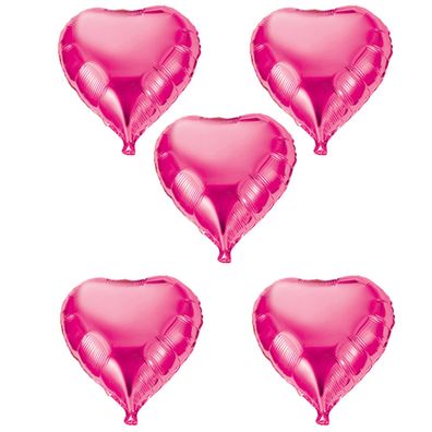 5x Folienballon Herz Luftballon Heliumballon Kindergeburtstag Valetinestag Rosa