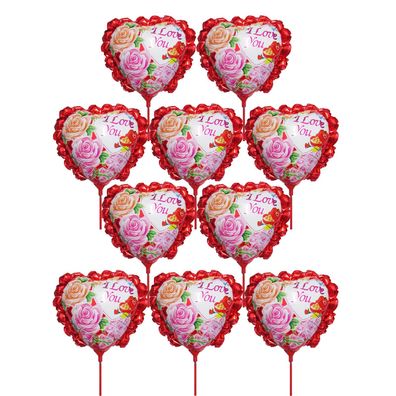 10X Folienballon Herz Heliumballon Geburtstag Liebe Valentinestag Rot Luftballon
