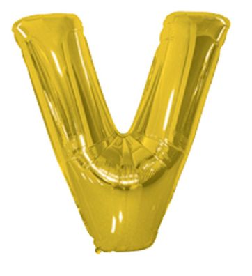 Folienballon Buchstabe V Luftballon Kindergeburtstag Geburtstag Gold 110x92