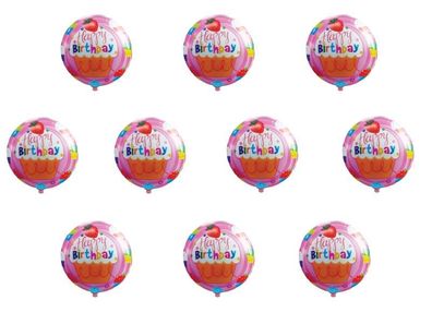 10x Folienballon Happy Birthday Luftballon Geburtstag Kindergeburtstag Heliumballon