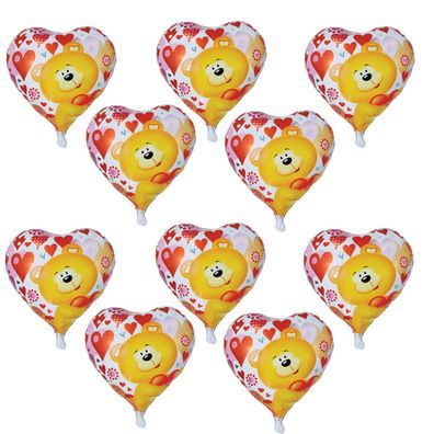 10x Folienballon Herz Liebe Bärchen Heliumballon Luftballon Valentinstag Geburtstag
