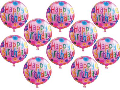 10 X Folienballon Happy Birthday Heliumballon Geburtstag Kindergeburtstag Luftballon