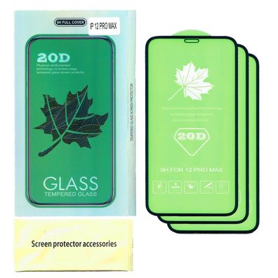 3x 20D Displayschutzglas für iPhone 12 Pro Max tempered glass Schutzglas 9H Schutz...
