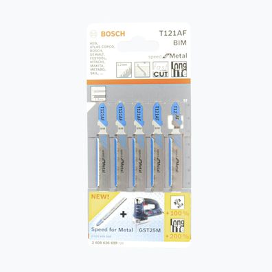 Bosch T 121 AF | 5 x Stichsägeblatt für schnelle gerade Schnitte in Metall