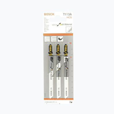 Bosch T 113 A | 3x Stichsägeblatt für saubere gerade Schnitte weiche Materialien