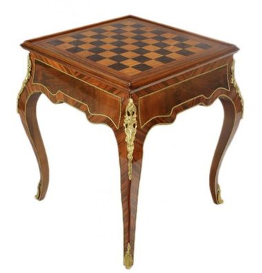 Casa Padrino Art Deco Spieltisch Schach / Backgammon Tisch Mahagoni Braun L 60 x B 60