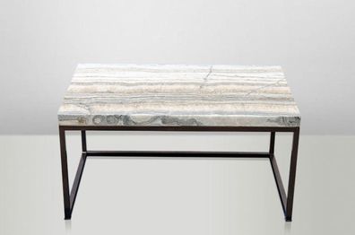 Casa Padrino Art Deco Beistelltisch Onyx / Metall 80 x 50 cm- Jugendstil Tisch - Möbe