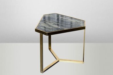 Casa Padrino Art Deco Beistelltisch Gold Metall / Marmor 55 x 47 cm- Jugendstil Tisch