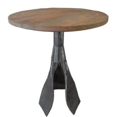 Casa Padrino Designer Beistelltisch Braun / Silber Ø 59 x H. 74 cm - Runder Tisch mit