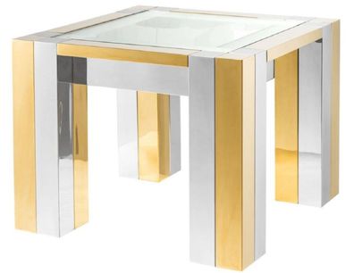 Casa Padrino Luxus Edelstahl Beistelltisch Silber / Gold 65 x 65 x H. 50 cm - Designe