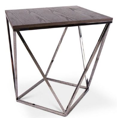 Casa Padrino Designer Beistelltisch Braun / Silber 57 x 57 x H. 60 cm - Tisch mit geb