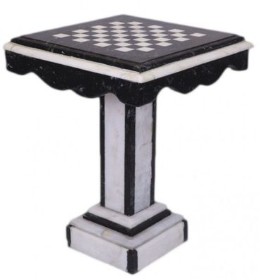 Casa Padrino Luxus Barock Spieltisch Schach / Dame Tisch Marmor Schwarz - Weiss - Mö