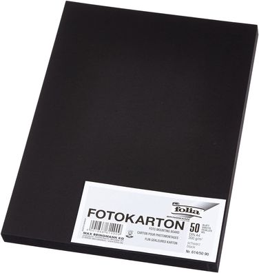 folia 614/50 90 - Fotokarton DIN A4, 300 g/ qm, 50 Blatt, schwarz - zum Basteln ...