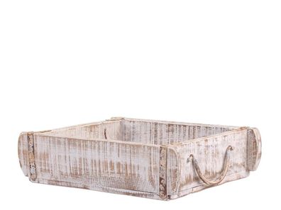 Chic Antique Ziegelform Kiste UNIKA Weiß Holz Unikat Aufbewahrung Holzkiste
