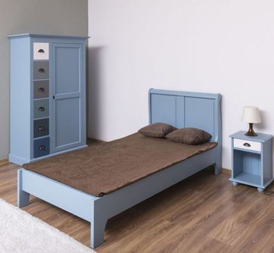 Casa Padrino Landhausstil Massivholz Kinderzimmer Möbel Set Hellblau / Weiß / Mehrfar