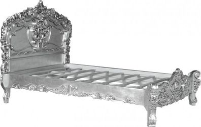 Barock Bett Pure Baroque Silber 160 x 200 cm aus der Luxus Kollektion von Casa Padrin