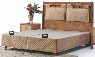 Casa Padrino Luxus Doppelbett Beige / Braun - Modernes Massivholz Bett - Moderne Schl