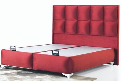 Casa Padrino Luxus Doppelbett Bordeauxrot / Weiß - Modernes Massivholz Bett - Moderne