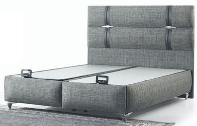 Casa Padrino Luxus Doppelbett Grau - Modernes Massivholz Bett - Moderne Schlafzimmer