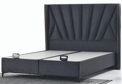 Casa Padrino Luxus Doppelbett Anthrazit / Schwarz - Modernes Massivholz Bett - Modern