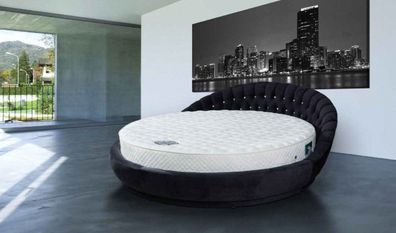 Casa Padrino Luxus Rundbett mit Glitzersteinen Schwarz Ø 240 x H. 90 cm - Rundes Dopp