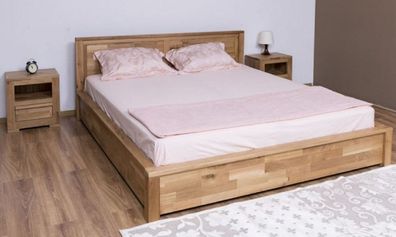 Casa Padrino Landhausstil Massivholz Schlafzimmer Set Naturfarben - 1 Doppelbett & 2