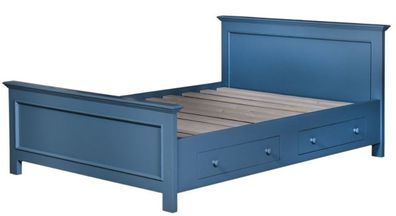 Casa Padrino Landhausstil Bett Blau 160 x 200 cm - Schlafzimmermöbel im Landhausstil