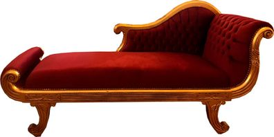 Casa Padrino Barock Chaiselongue Modell XXL Bordeaux Rot / Gold - Antik Stil - Recami
