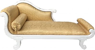 Casa Padrino Barock Chaiselongue Modell XXL Gold Muster / Weiß - Recamiere Wohnzimmer