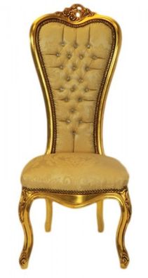 Casa Padrino Barock Thron Stuhl Queen Anne Gold Muster / Gold mit Bling Bling Glitzer