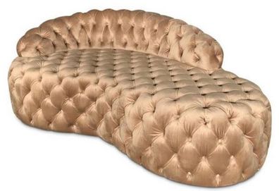 Casa Padrino Luxus Chesterfield Samt Chaiselongue Gold 162 x 94 x H. 65 cm - Chesterf