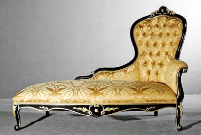Casa Padrino Luxus Barock Chaiselongue Gold / Schwarz / Gold - Handgefertigte Massivh