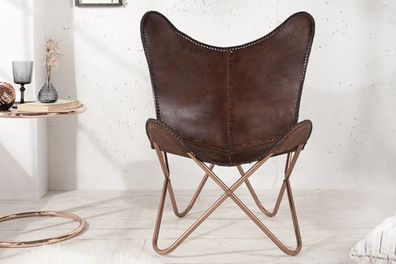 Casa Padrino Echleder Designer Sessel Braun - Relax Leder Stuhl