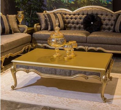 Casa Padrino Luxus Barock Couchtisch Gold / Grau 126 x 91 x H. 42 cm - Edler Massivho