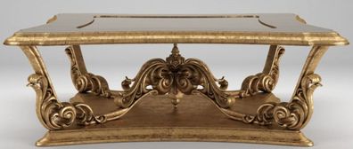 Casa Padrino Luxus Barock Couchtisch Braun / Antik Gold 145 x 145 x H. 50 cm - Prunkv