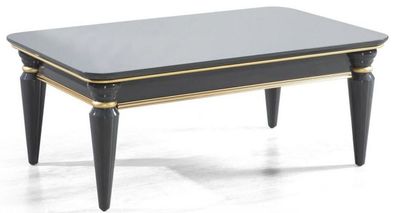 Casa Padrino Luxus Art Deco Couchtisch Grau / Gold 110 x 70 x H. 42 cm - Edler Massiv