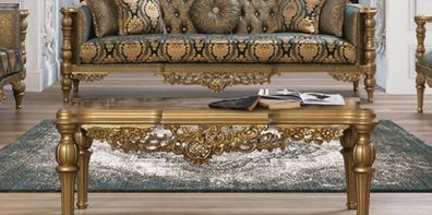 Casa Padrino Luxus Barock Couchtisch Gold - Handgefertigter Massivholz Tisch im Baroc