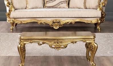 Casa Padrino Luxus Barock Couchtisch Gold - Prunkvoller Massivholz Wohnzimmertisch im