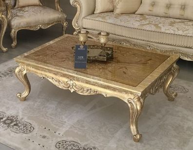 Casa Padrino Luxus Barock Couchtisch Antik Gold - Handgefertigter Massivholz Tisch im