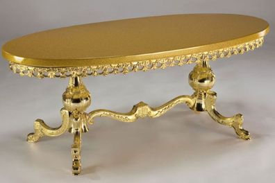Casa Padrino Luxus Barock Couchtisch Gold 121 x 51 x H. 47 cm - Ovaler Messing Wohnzi