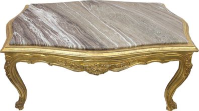 Casa Padrino Barock Couchtisch Gold mit eingesetzter Marmorplatte - Möbel Wohnzimmer