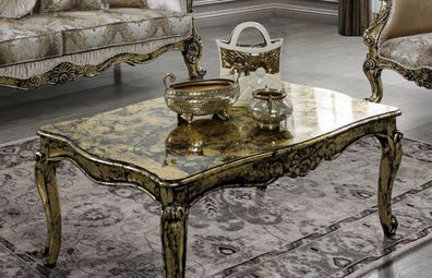 Casa Padrino Luxus Barock Couchtisch Gold / Schwarz - Handgefertigter Massivholz Wohn