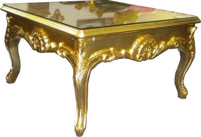 Casa Padrino Barock Couchtisch 70 x 70 cm Gold - Couch Tisch - Wohnzimmer Tisch - Bei